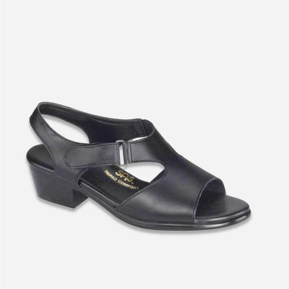 New SAS Suntimer Women's Black Leather Sandals